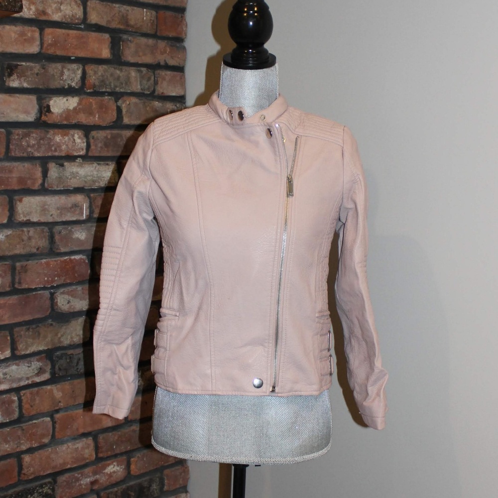 Zara Pink Fuax Leather Jacket
